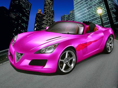 调谐的概念粉红色的车