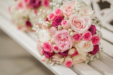 婚礼花束,粉红玫瑰,宝贝粉红色,高清,5K