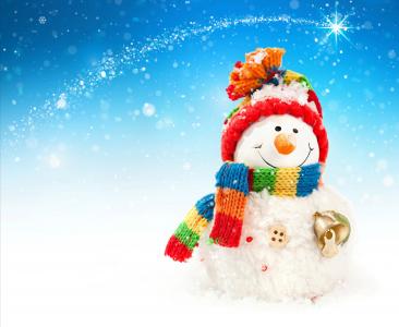 雪人,降雪,钩针编织帽子,围巾,响铃,5K