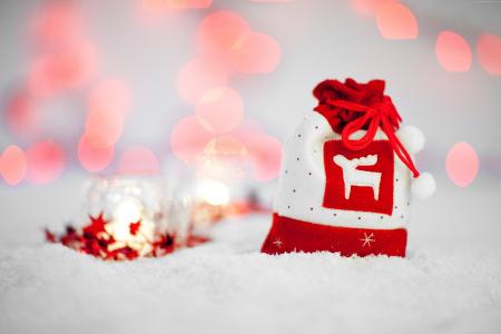 圣诞节,新年,礼物,雪,5k（水平）