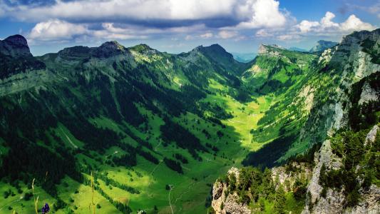 贾斯蒂谷,风景,伯尔尼阿尔卑斯山,瑞士,高清,4K