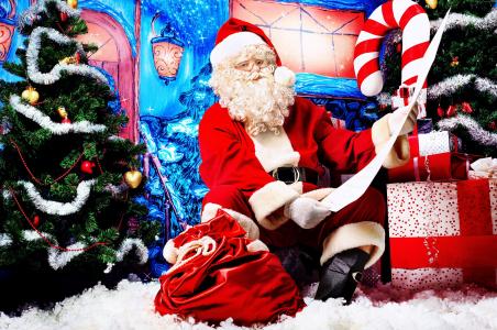 圣诞节,圣诞老人,枞树,礼物,童话故事,雪,冬季,假期（水平）