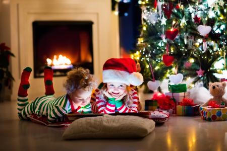圣诞节,礼物,孩子们,圣诞老人的帽子,装饰,4 k
