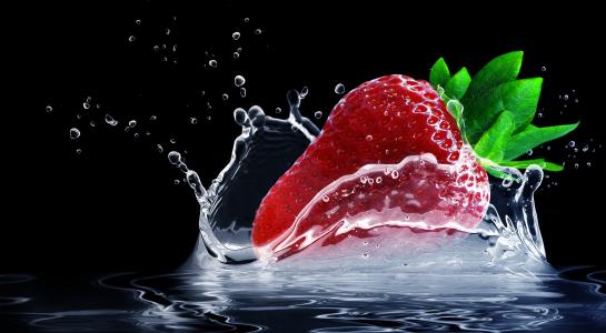 草莓,水飞溅,高清