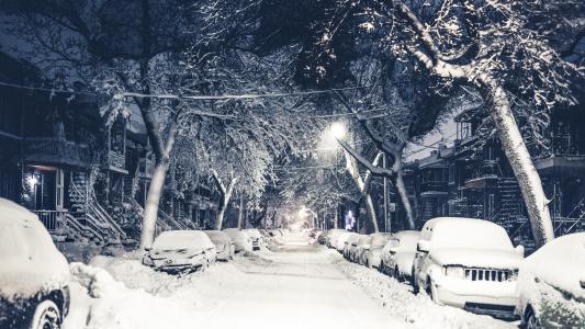 纽约,冬天,4k,5k,雪,街道（水平）