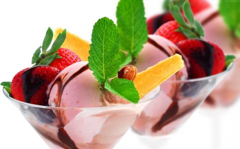 冰淇淋,水果,草莓,巧克力（水平）