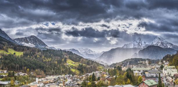 阿尔卑斯山,瑞士,山,树,天空,云,8k（水平）