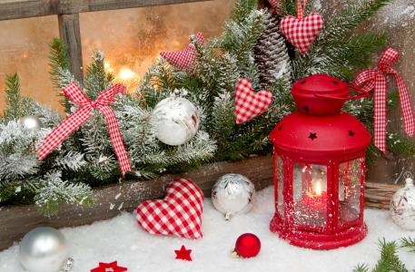 新年,圣诞节,装饰,气球,星星,心,装饰,蜡烛,火,雪,冬天,假期,枞树