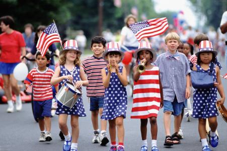 独立日,美国,七月四日,光荣的第四个数字,事件,国旗,游行,儿童,（横向）