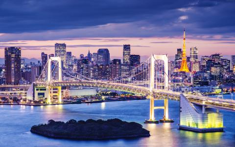日本东京湾大桥,夜景,旅游,旅游（横向）