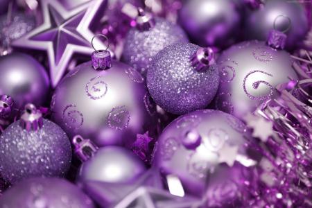 圣诞节,新年,球,装饰,明星,紫色（水平）