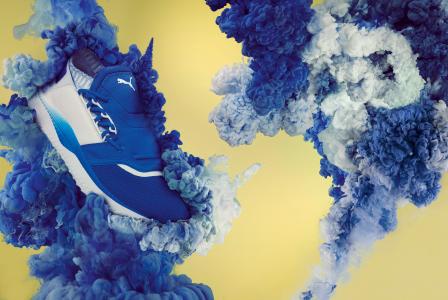 Puma运动鞋,爆炸,蓝色,4K