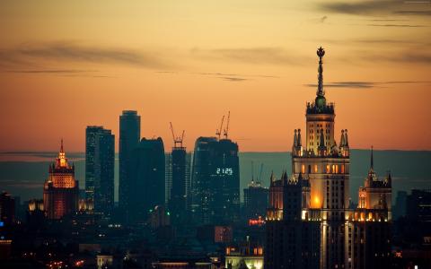 莫斯科,日落,市中心,旅行,天空（水平）