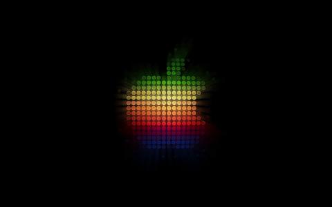 苹果商标,黑暗的背景,五颜六色,HD
