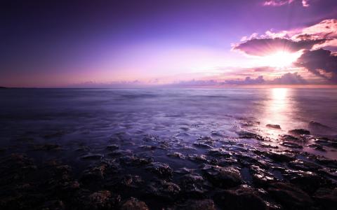 紫色的海景