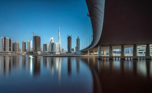 市中心迪拜,城市景观,思考,4 k,迪拜