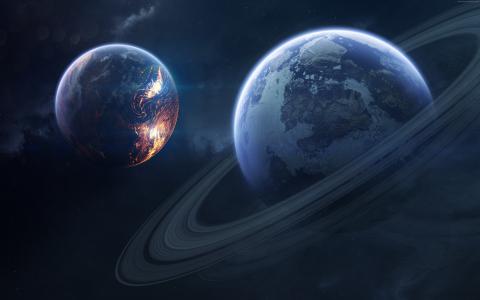土星,行星,4k（水平）