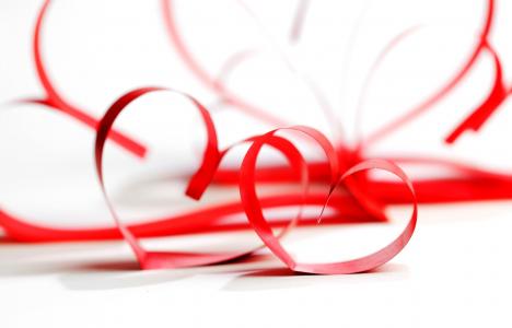 红色,丝带,爱的心,红色的心