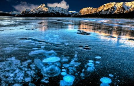 亚伯拉罕湖,加拿大,山,冰,4k（水平）