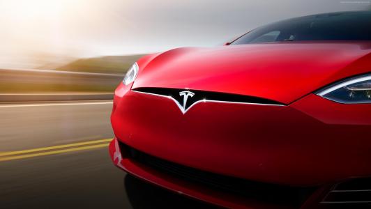 特斯拉Model S,正面,红色（水平）