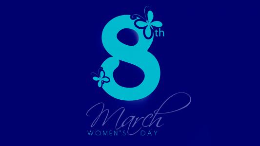 3月8日,妇女节,蓝色背景,4K,8K