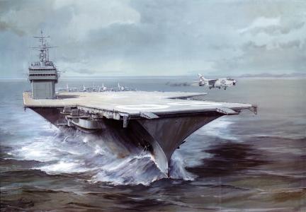 USS Saratoga,CVA 60,CVB-60,载体,Forrestal级,飞机,艺术,绘画（水平）