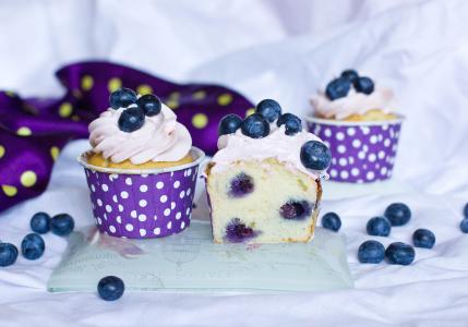蛋糕,仙女蛋糕,蓝莓（水平）