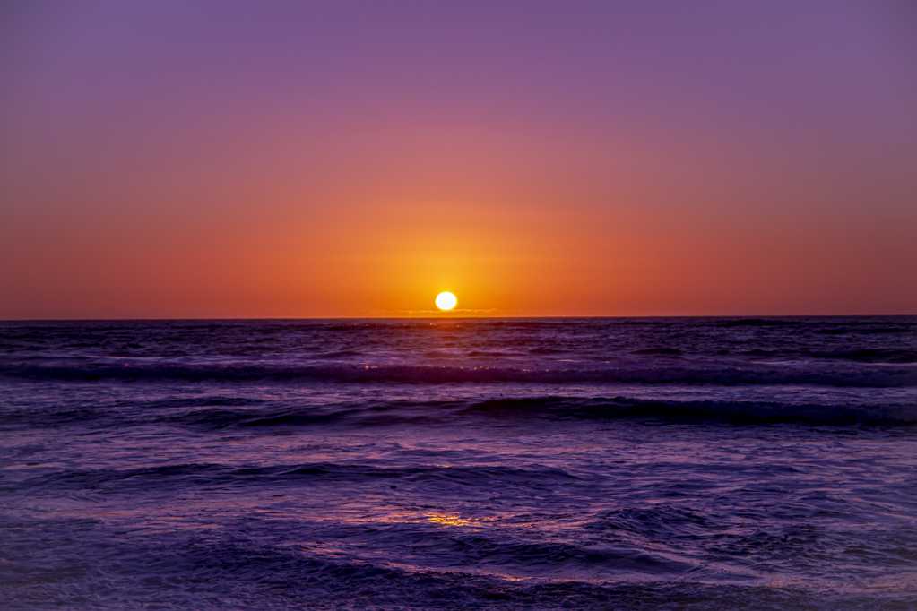 海平面的夕阳图片