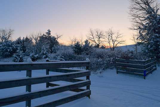 冬日野外篱笆雪景图片