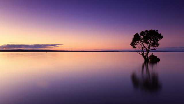 紫色夕阳河流图片