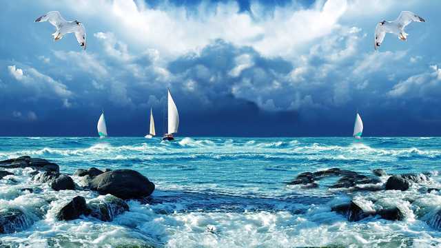 湛蓝海洋唯美自然风光
