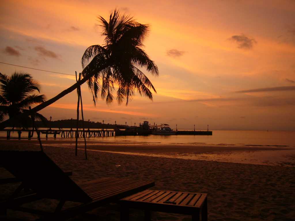 西哈努克沙滩黄昏景色图片