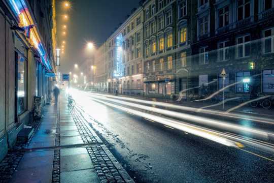 丹麦哥本哈根街道夜景
