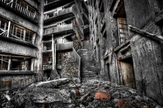 荒芜的都市废墟景物图片