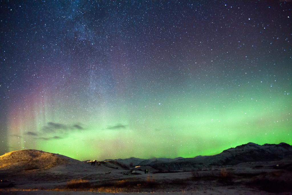 冰岛,5k,4k壁纸,北极光,山,夜,星星（水平）