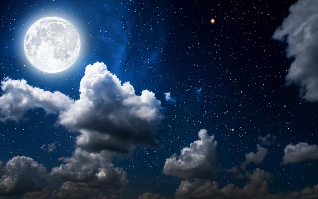 月亮,云,天空,满月,高清