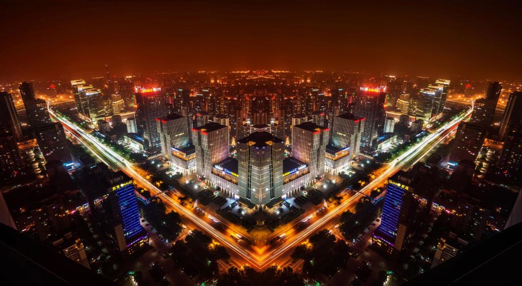 天际线,夜灯,北京,中国,4 k