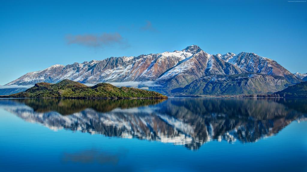 新西兰,山,4k,高清壁纸,湖,海,水,天空,反思,景观（水平）