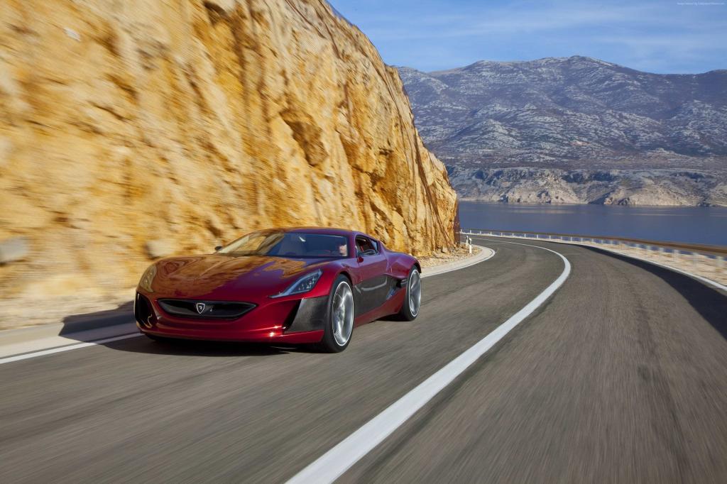 Rimac概念之一,电动,轿跑车,超级跑车,红色。 