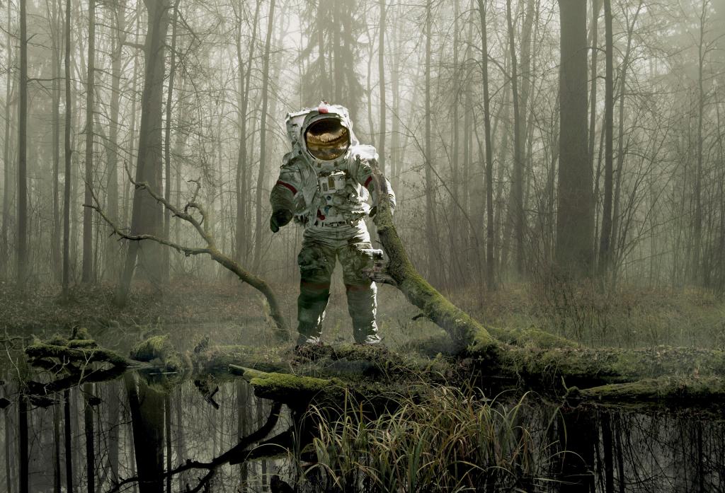 宇航员,森林,地球,太空服,4K