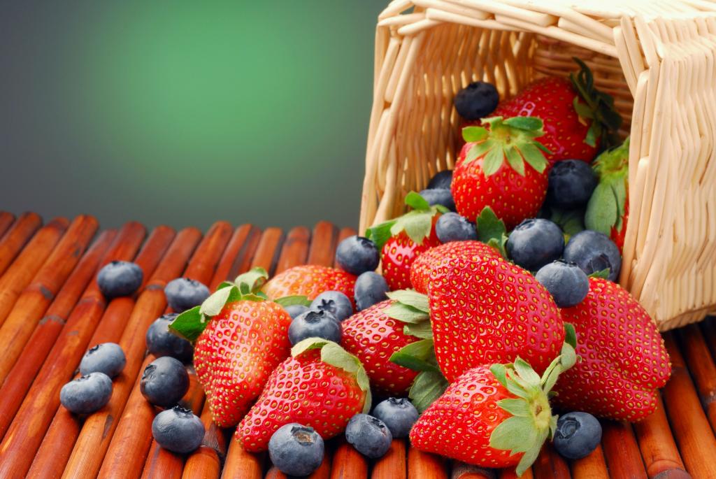 水果,夏天,浆果,草莓,黑莓,篮子（水平）