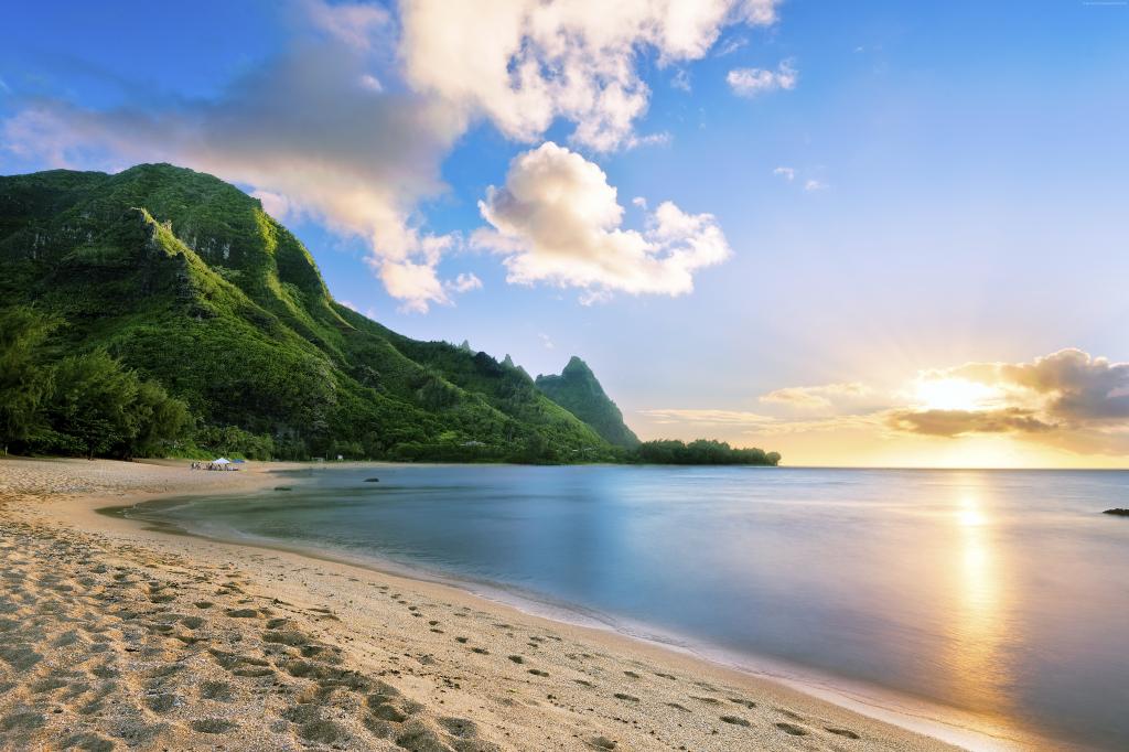 毛伊岛,夏威夷,海滩,海洋,海岸,山,天空,5K（水平）