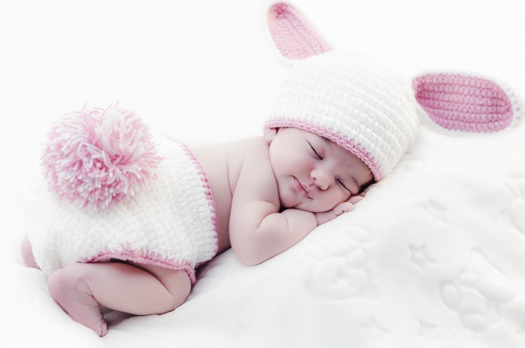 睡觉的婴孩,兔子,钩针编织婴孩服装,4K