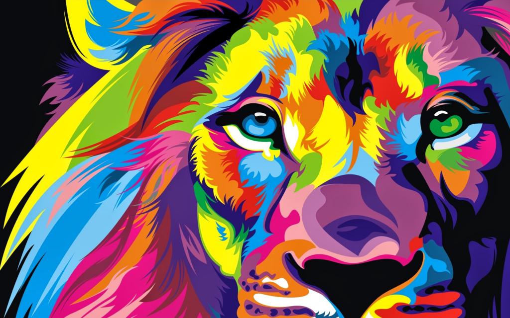 狮子多彩的图稿