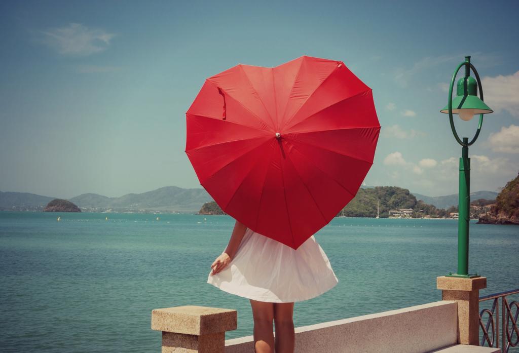 女孩,伞,爱的心,4 k