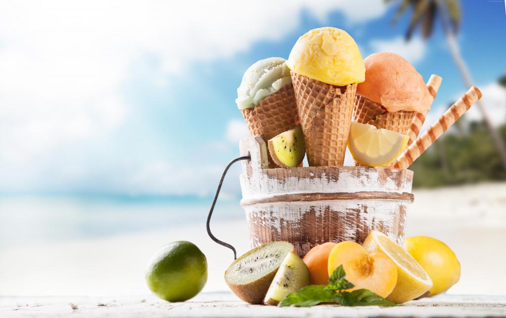 冰淇淋,沙滩,柠檬,杏,石灰,美味,8K（水平）