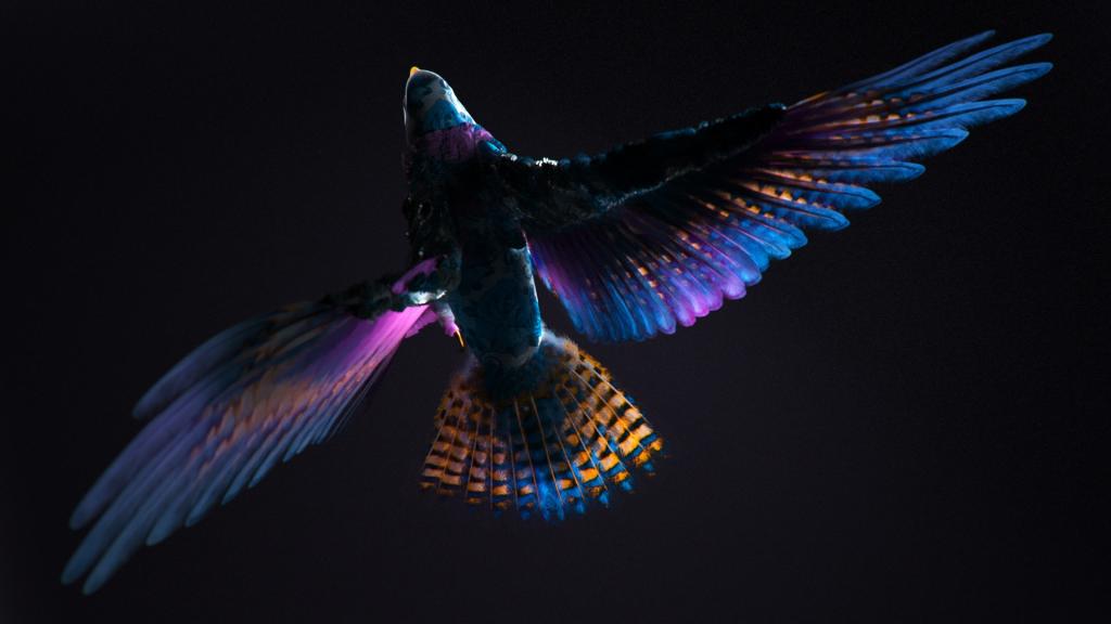 五颜六色的CGI鸟