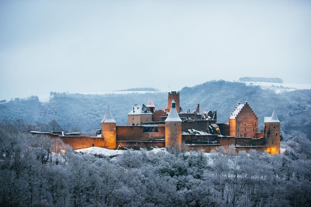 布尔沙伊德城堡,卢森堡,冬天,4K,8K