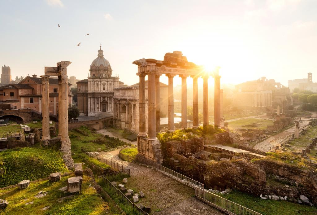论坛Romanum,罗马,意大利,Tempurnum Saturni,Arco di Settimio Severo,太阳,光线,镇,老,旅行（水平）