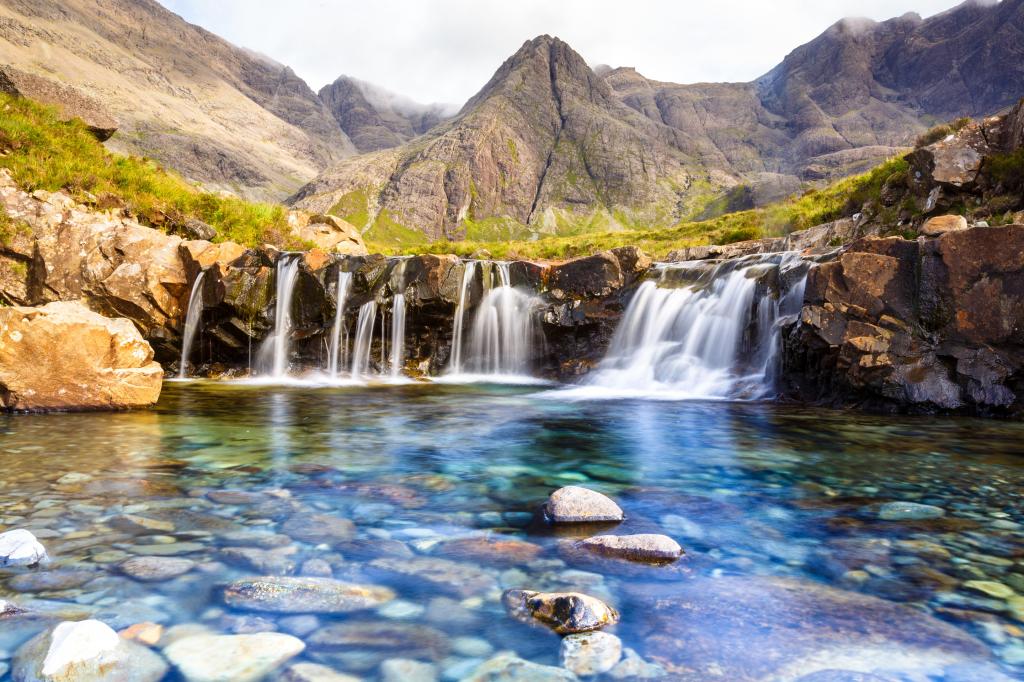 童话池,瀑布,斯凯岛,苏格兰,高清
